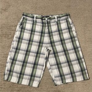 Men’s White Plaid Shorts
